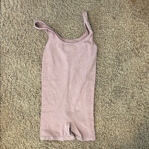 Hippie Rose Nude Ribbed Sleeveless Romper Bodysuit Women’s Size Large